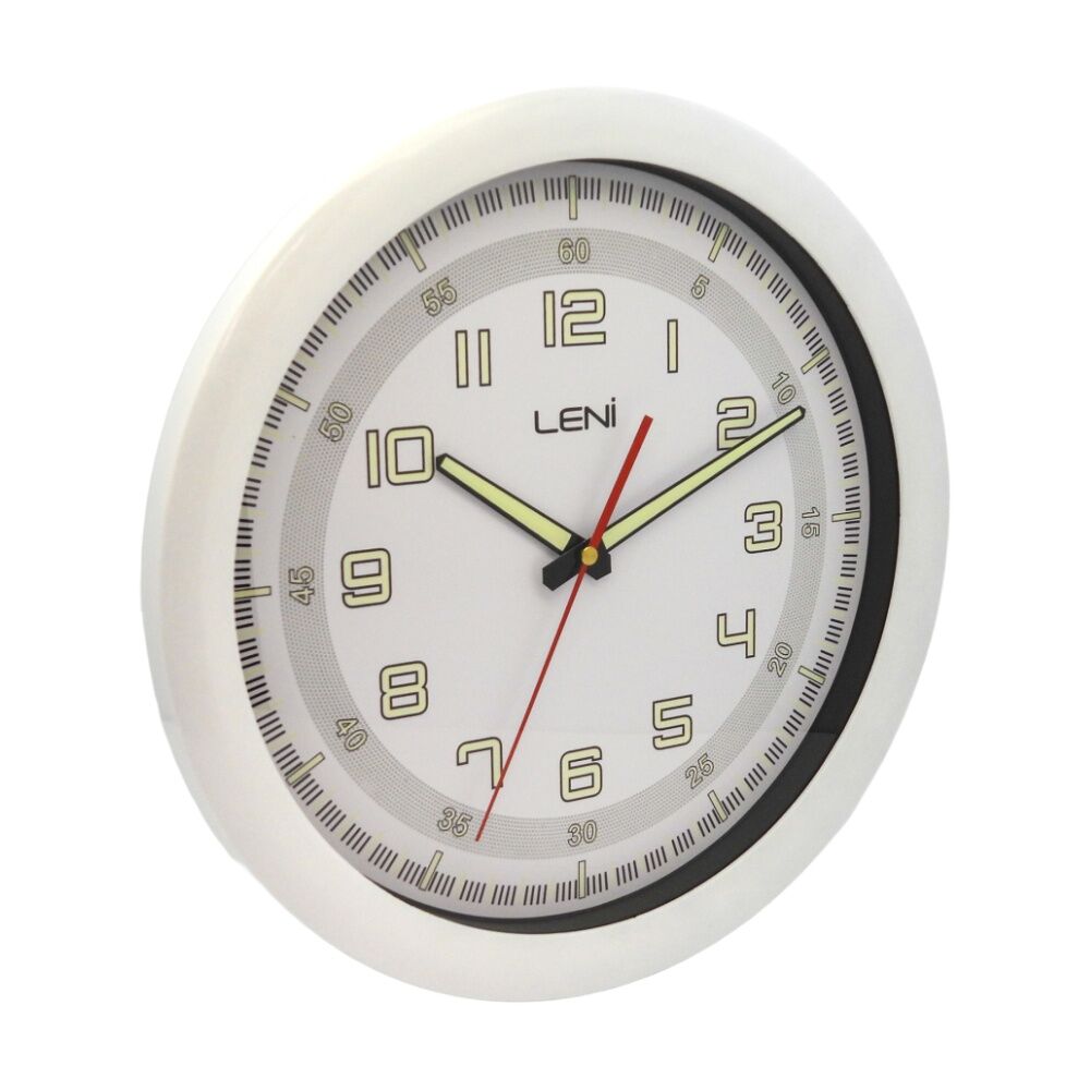 Leni 32.5cm White Round Luminous Silent Non-Ticking Analogue Wall Clock — image 3