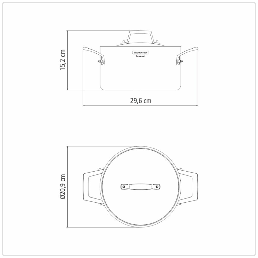 Tramontina 20cm/3.8L Deep Casserole Pan Tri-Ply Stainless Steel Induction Safe — image 3