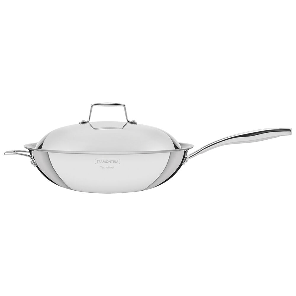 Tramontina 32cm/5.2L Wok Tri-Ply Stainless Steel w/Lid Induction Compatible