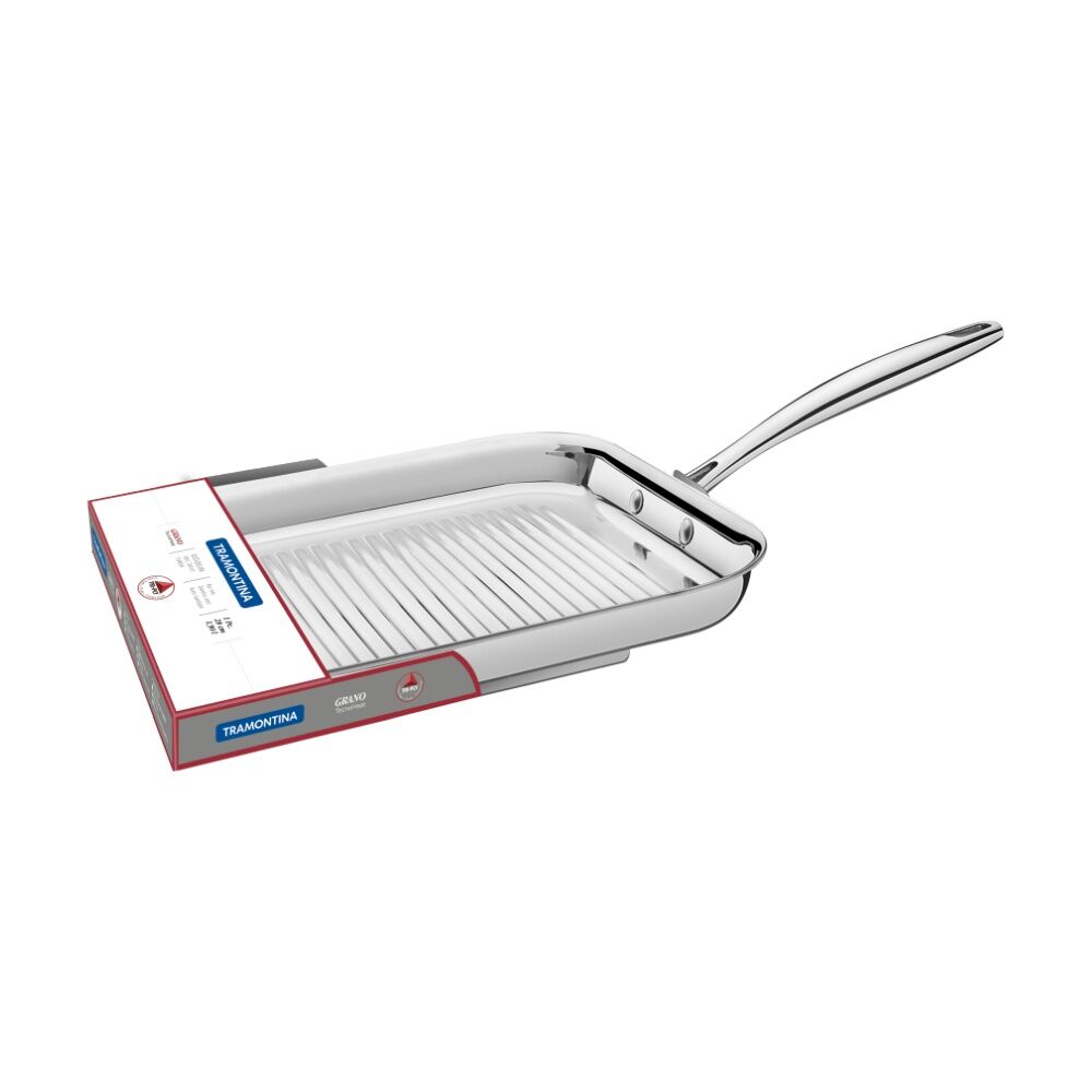 Tramontina 28cm Griddle Pan Tri-Ply Stainless Steel Induction Compatible — image 3
