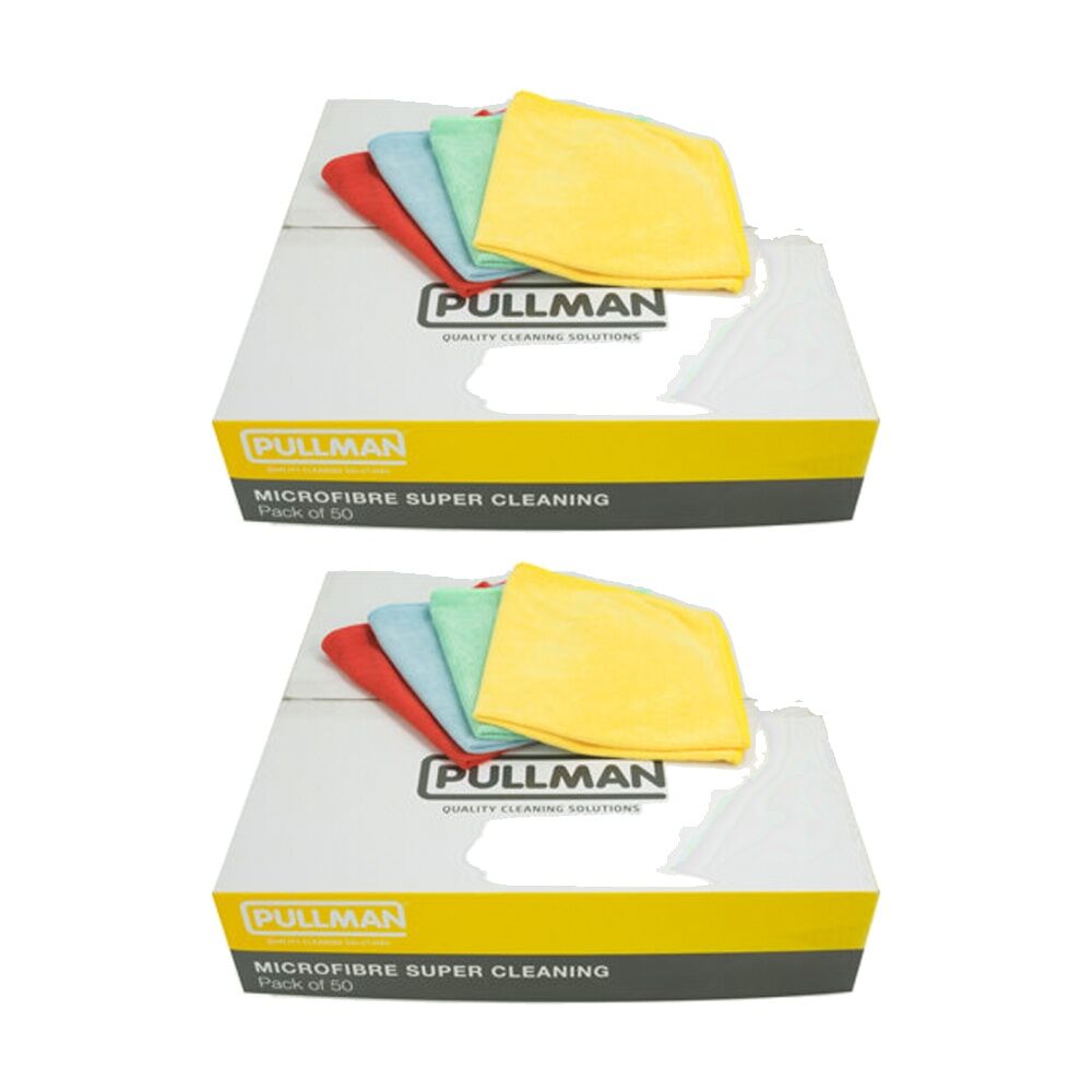 Pullman 50pc Pullman Microfibre Cleaning Cloths Colour-Coded 40 x 40cm (2 Pack)