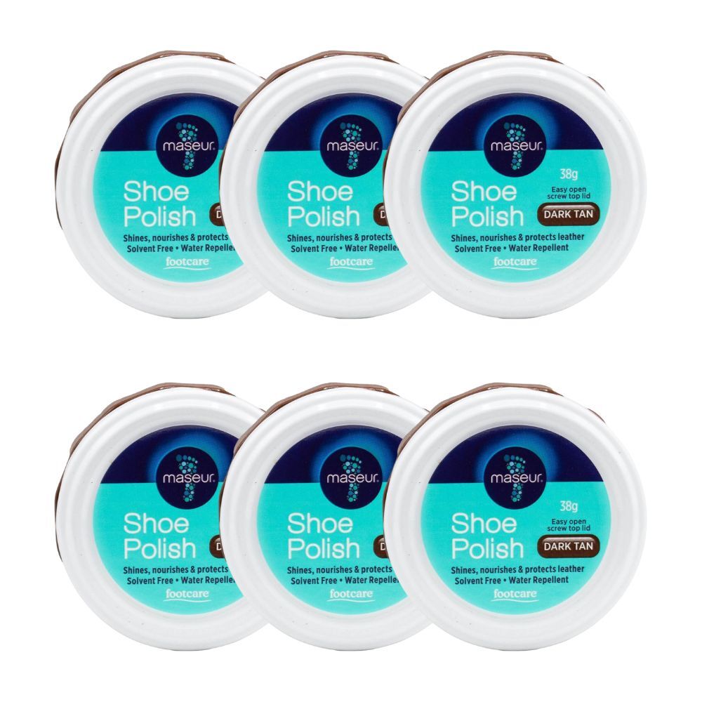 Footcare Maseur Shoe Polish Shine 38g Dark Tan Leather Care Protector (6 Pack)