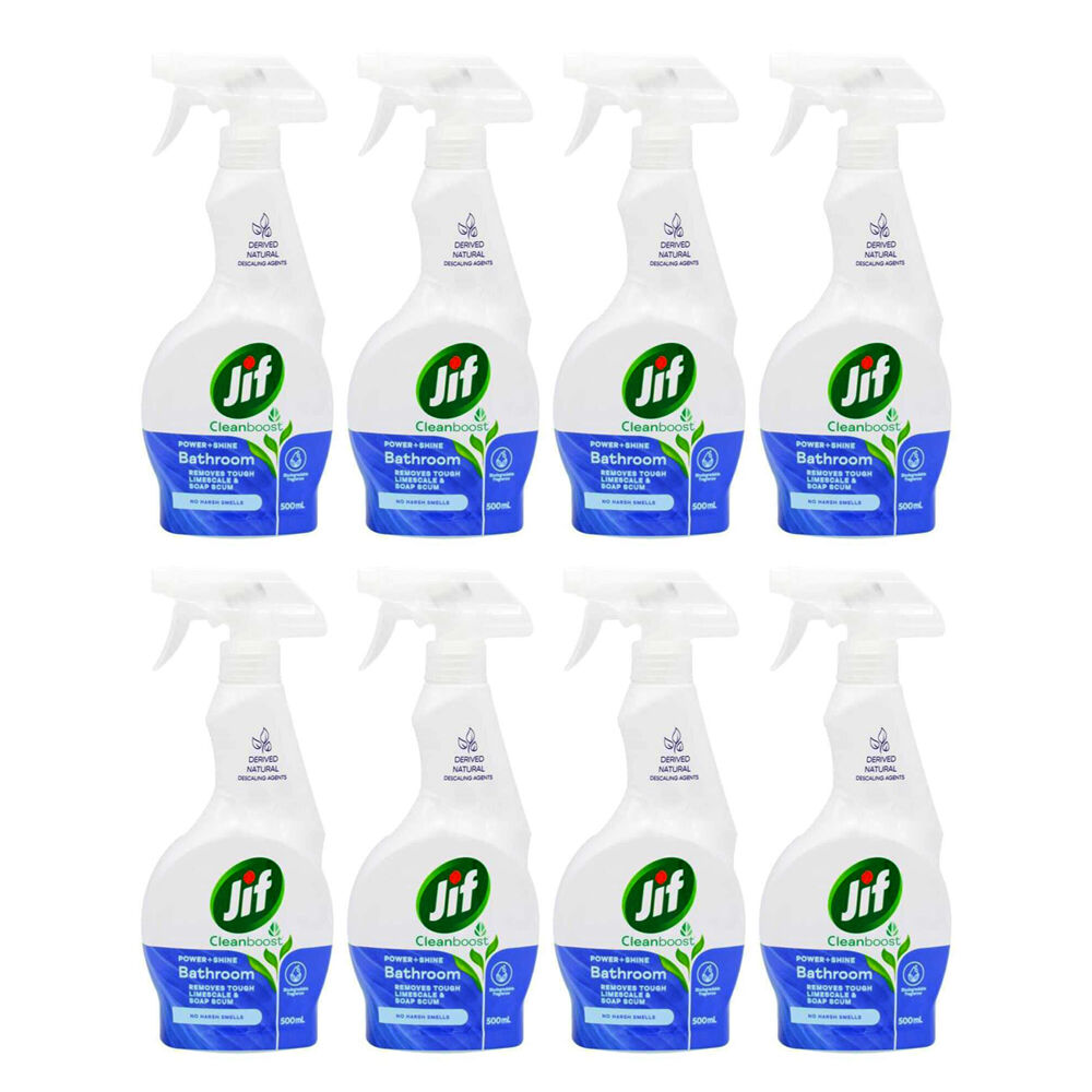 Jif Cleanboost Power & Shine 500ml Bathroom Spray Limescale Cleaner (8 Pack)
