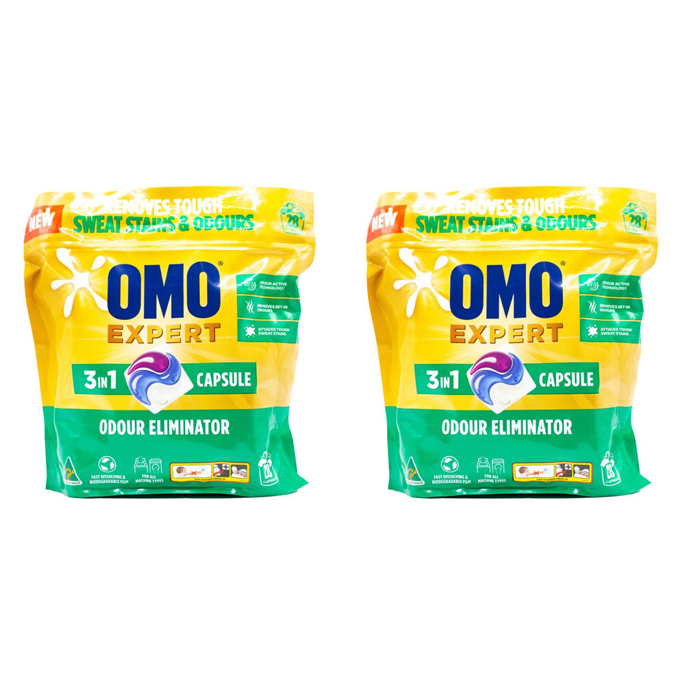 Omo Expert Odour Eliminator 3 In 1 Laundry Detergent Capsules Pods (56 Pieces)
