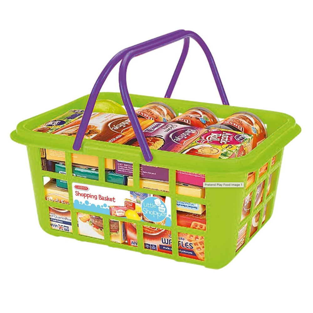 Casdon Kids Pretend Grocery Playset Role-play Toy Shopping Basket Play Food