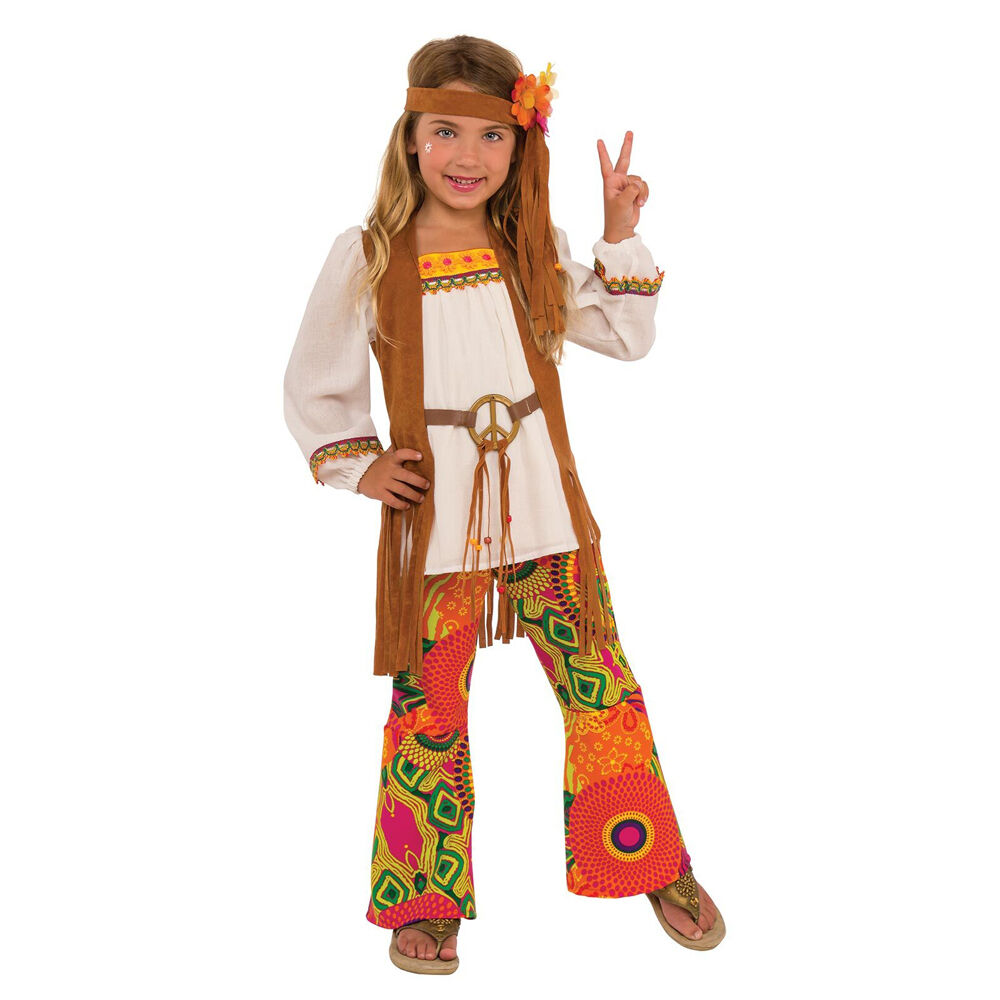 Rubies Flower Child Girls/Kids Dress Up Party Hippie Costume Top/Pants Size S