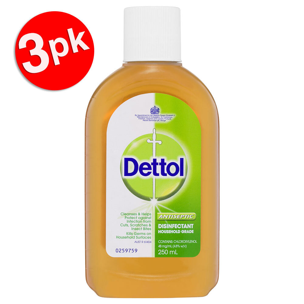 Dettol 250ml Antiseptic Surface Disinfectant/Cleaning Home Deodorise/Sanitise (3 Pack)