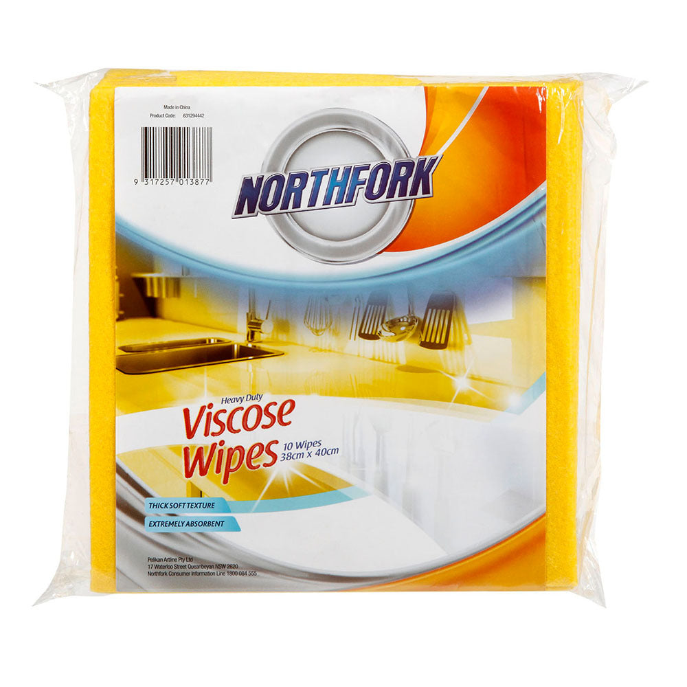 Northfork Heavy Duty Absorbent Viscose Cleaning Wipes/Cloth 40x38cm Yellow (20 Pack) — image 2