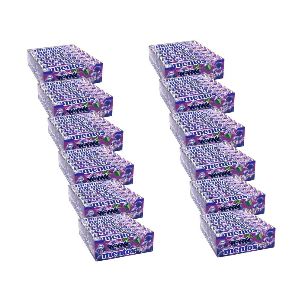 Mentos 14pc Mentos Grapes Candy Roll Lollies 29g Chewy Dragees Confectionery (12 Pack)