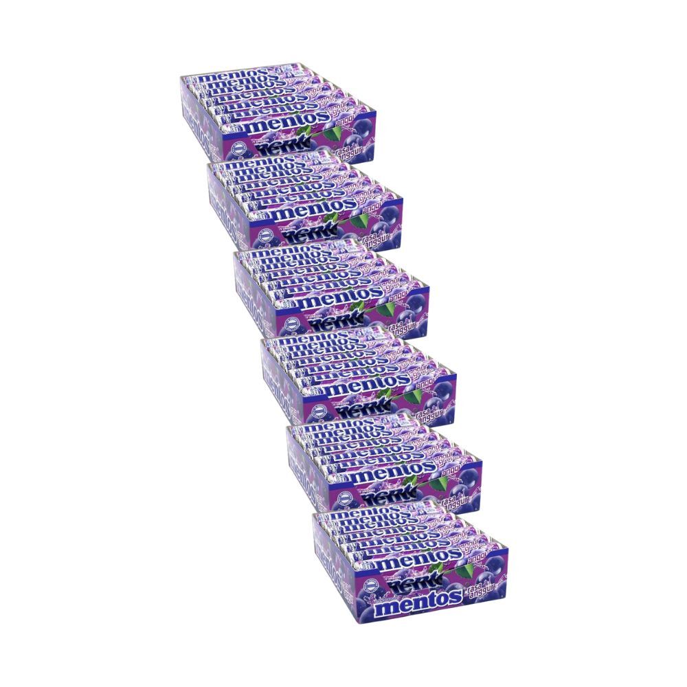 Mentos 14pc Mentos Grapes Candy Roll Lollies 29g Chewy Dragees Confectionery (6 Pack)