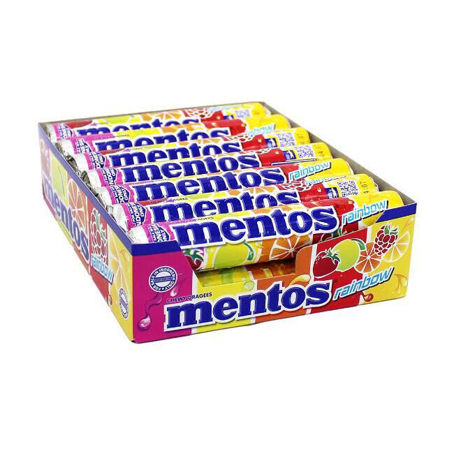 Mentos Rainbow Candy Roll Lollies 29g Chewy Dragees Confectionery (14 Pieces)