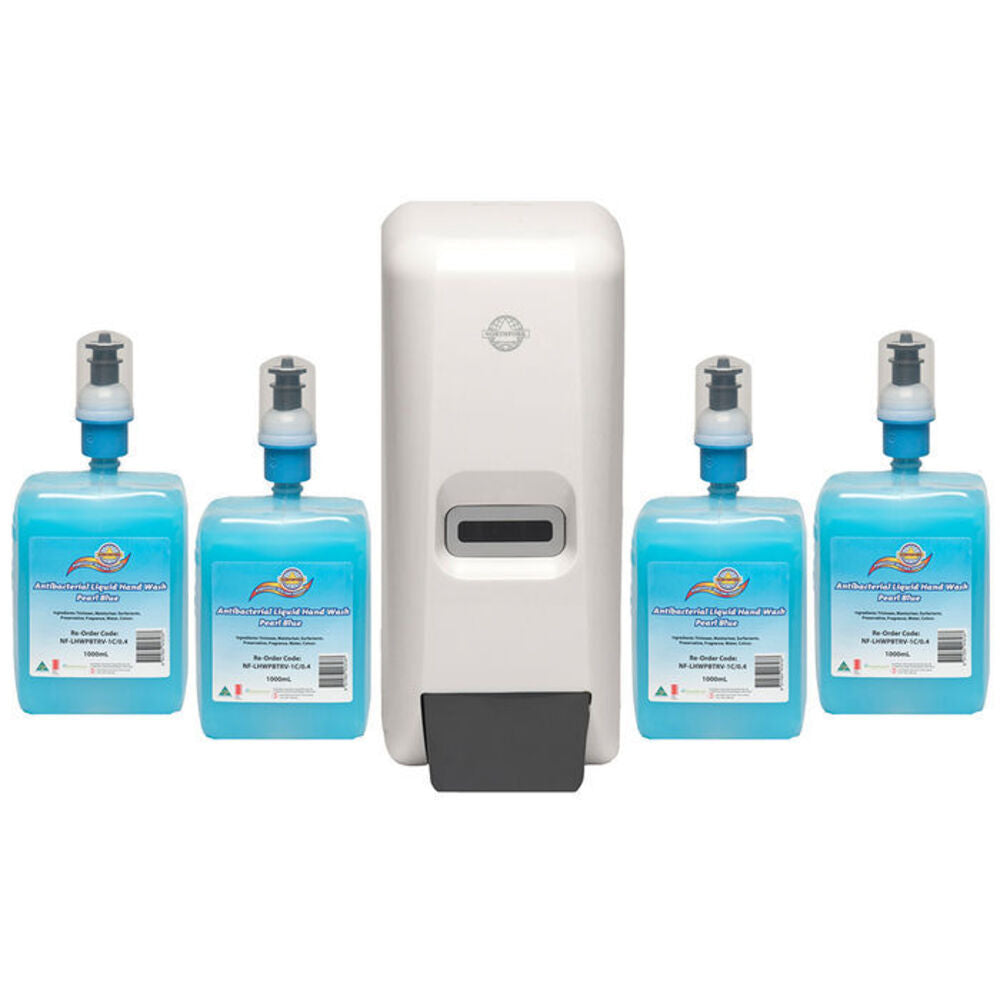 Northfork Liquid Soap Dispenser & 4x 1L Hand-wash/Cartridges Pack/Kit