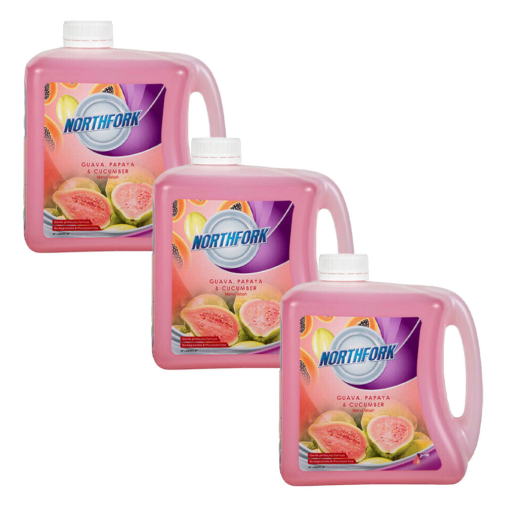 Northfork 2L Liquid Hand Wash Gentle Soap Guava Papaya & Cucumber (3 Pack)