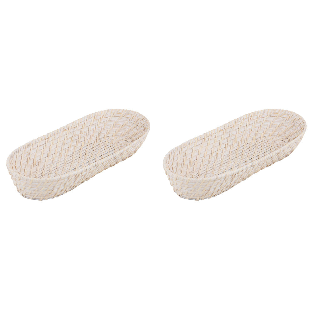 Ladelle Whitehaven Woven Oval Bread Basket Holder Handmade Home/Kitchenware (2 Pack)