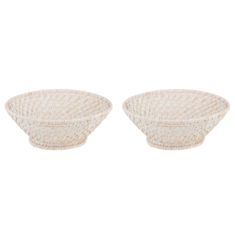 Ladelle Whitehaven Woven Round Taper Bowl Handmade Classic Design Kitchenware (2 Pack)