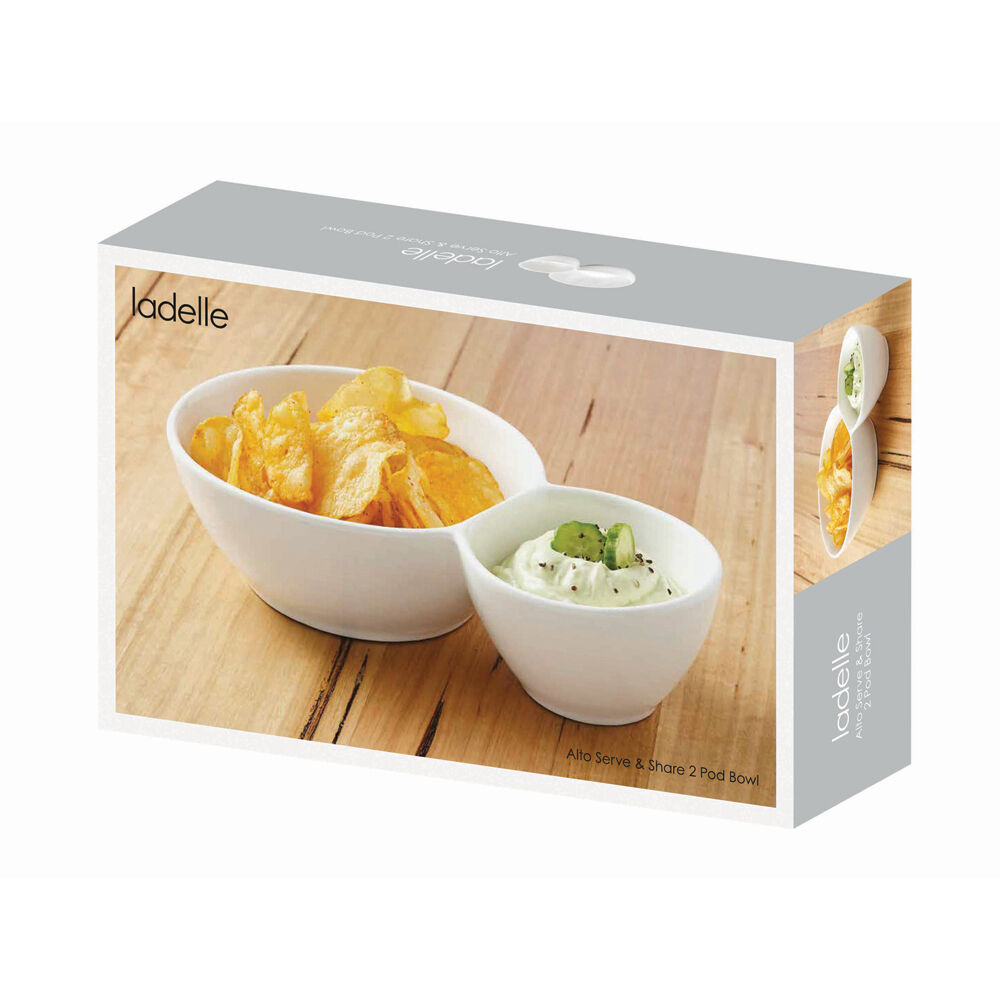 Ladelle Alto Serve & Share 2 Pod Porcelain Serving Bowl Dinnerware/Kitchen (2 Pack) — image 2