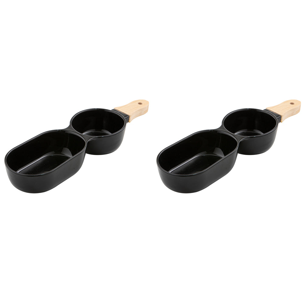 Ladelle Alto Serve & Share 2 Part 34.5x9.5cm Porcelain/Wood Serve Stick Black (2 Pack)