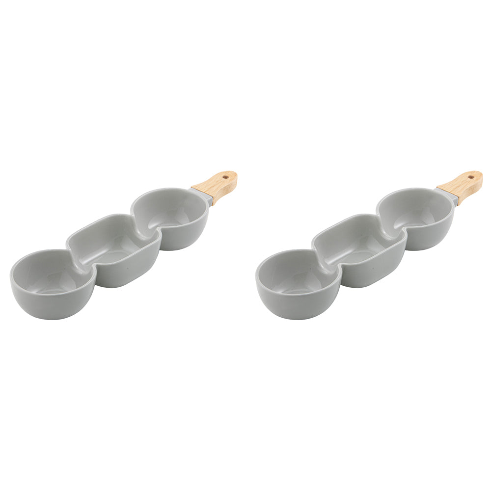 Ladelle Alto Serve & Share 3 Part 40x9.8cm Porcelain/Wood Serve Stick Grey (2 Pack)