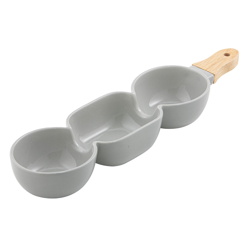 Ladelle Alto Serve & Share 3 Part 40x9.8cm Porcelain/Wood Serve Stick Grey (4 Pack)