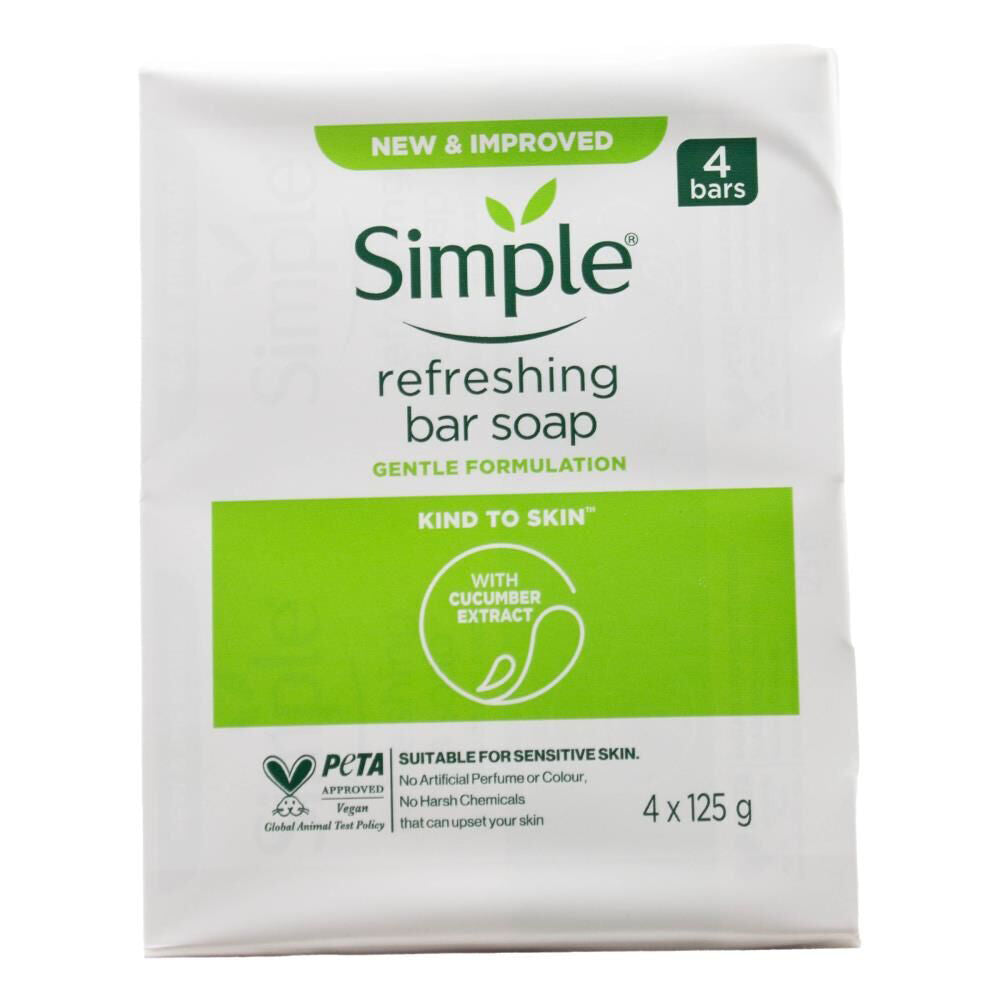 Simple 4pc Simple 125g Refreshing Bar Soap w/ Cucumber Extract Moisturising (12 Pack) — image 2