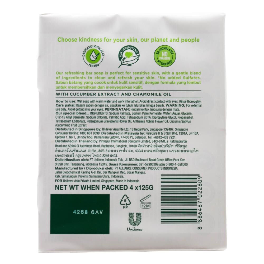 Simple 4pc Simple 125g Refreshing Bar Soap w/ Cucumber Extract Moisturising (6 Pack) — image 4