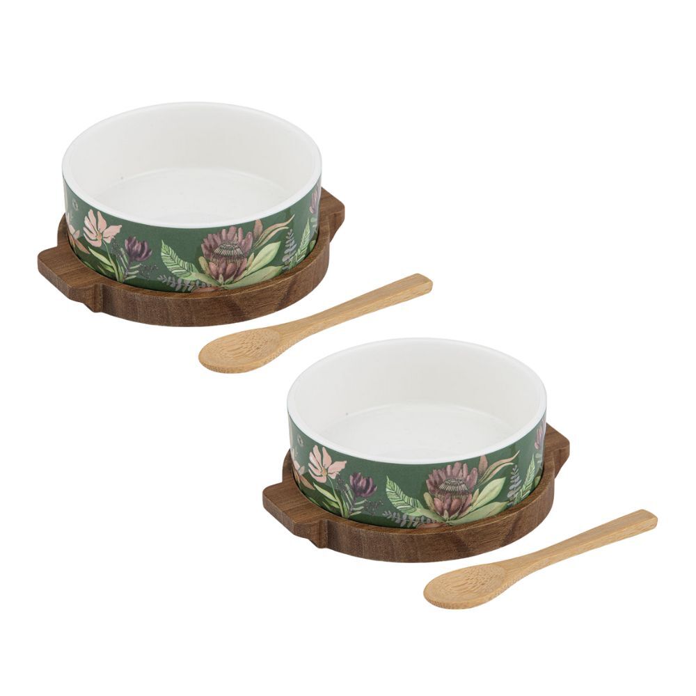 Ladelle 3pc Leura Bowl Spoon & Round Board Kitchen Cooking Serveware Set Assorted (2 Pack)