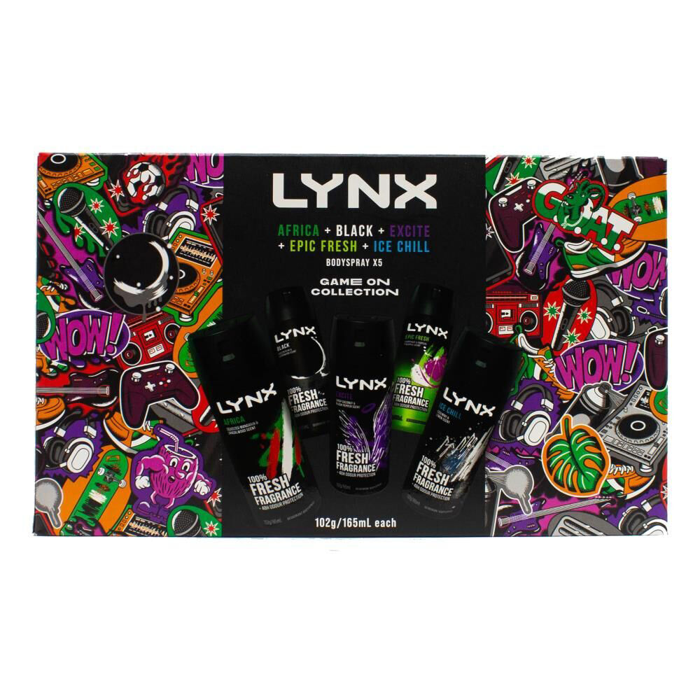 Lynx 5pc Lynx Men's Game On Collection Bodyspray 102g/165ml Deodorant Spray Set (2 Pack) — image 2