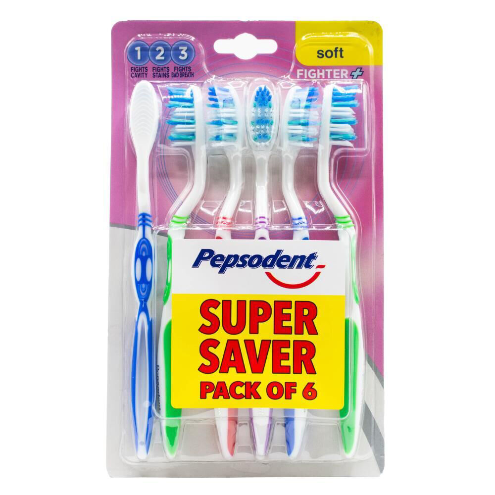 Pepsodent 12x 6pc Soft Bristle Fighter Toothbrush Pack Teeth Cleaning Care — image 2