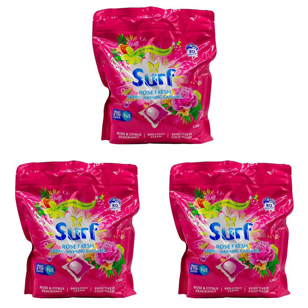 Surf Fabric Stain Removal Washing Capsules Front & Top Loader Rose Fresh (240 Pieces)