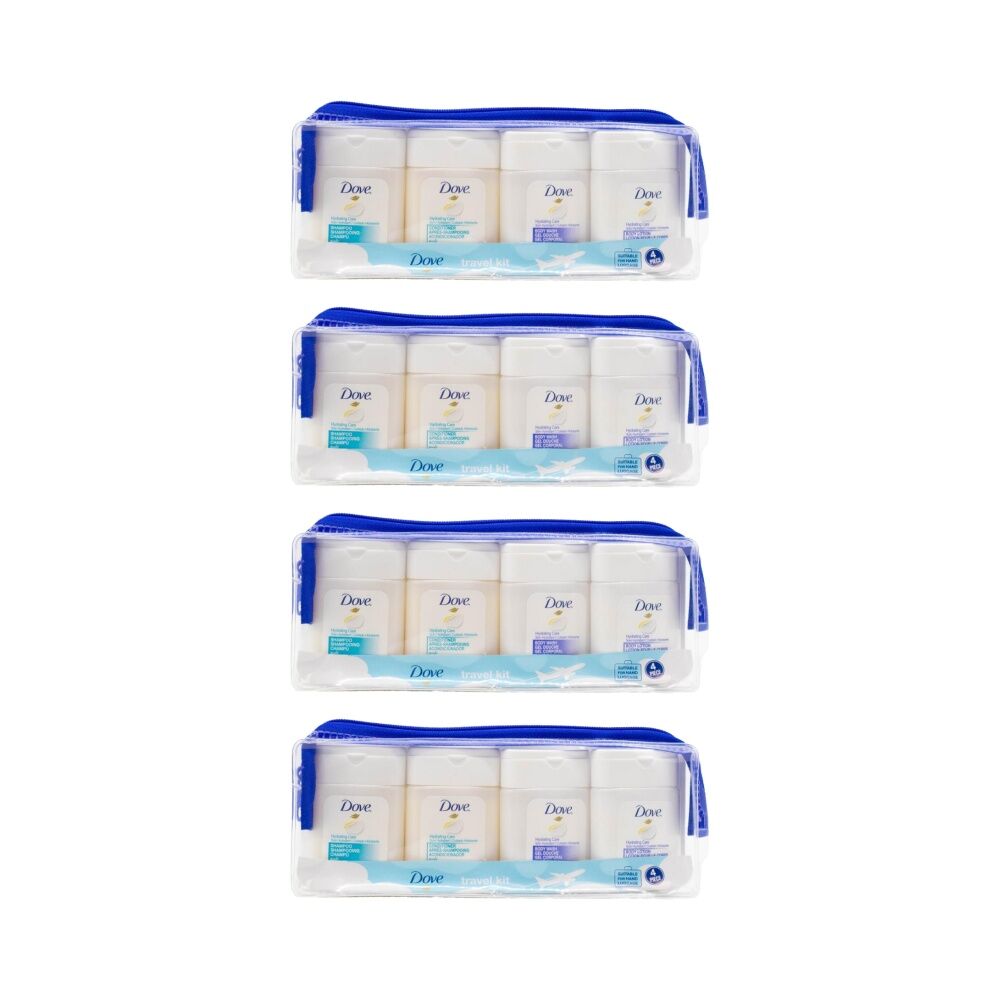 Dove 4pc Dove Hydrating Care Travel Kit Shampoo Conditioner Body Wash Lotion 30ml (4 Pack)