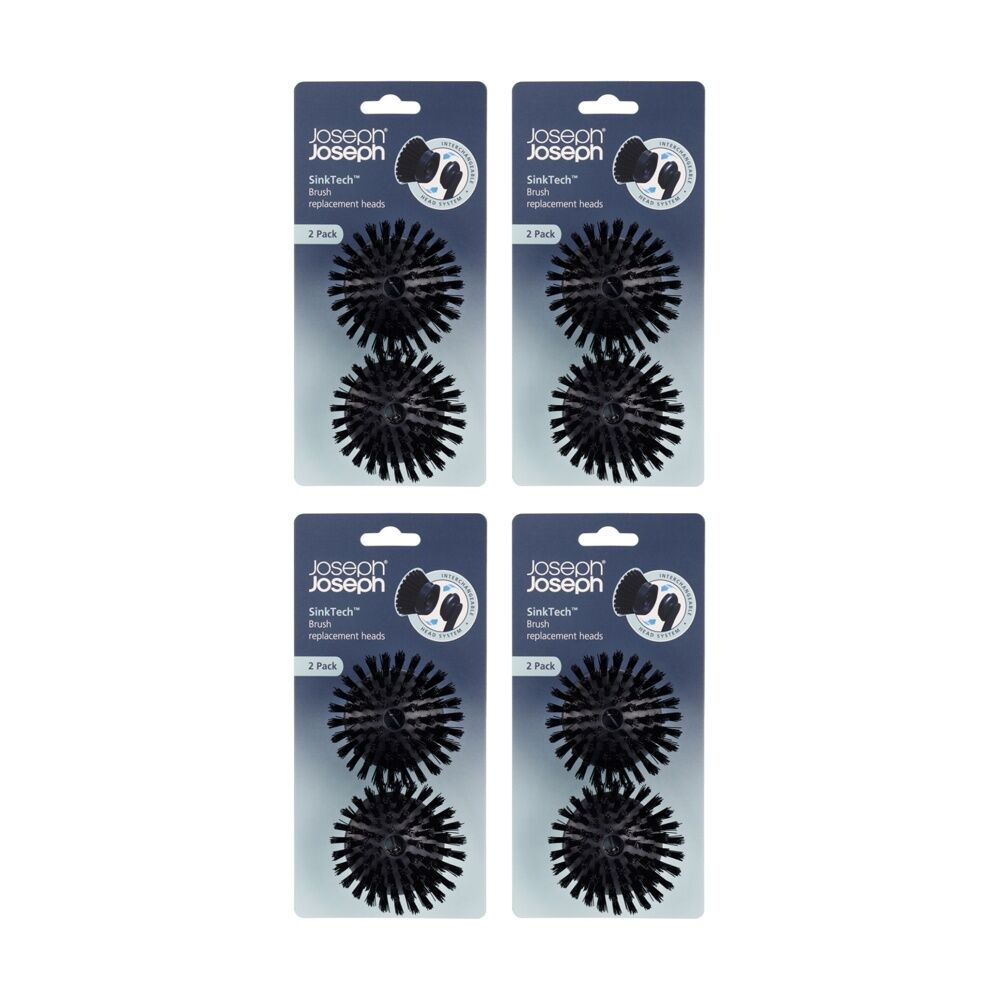 Joseph Joseph 4x 2pc SinkTech Pan Scraper Brush Replacement Heads Polypropylene Pack