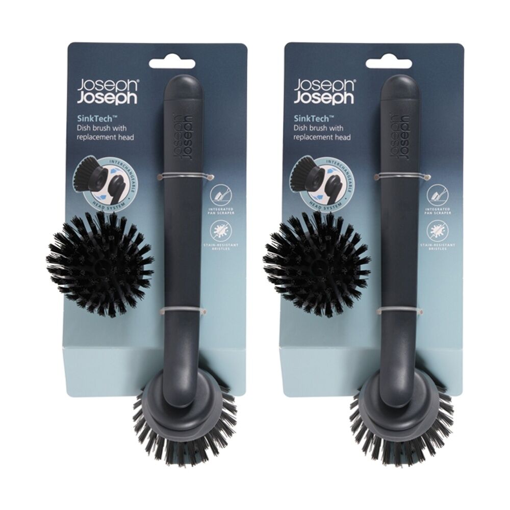 Joseph Joseph SinkTech Dish Brush With Replacement Pan Scraper Head Graphite (2 Pack)