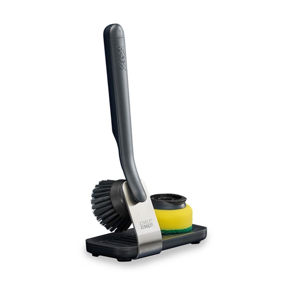 Joseph Joseph SinkTech Kitchen Dish Brush With 2 Heads Large Stand Graphite