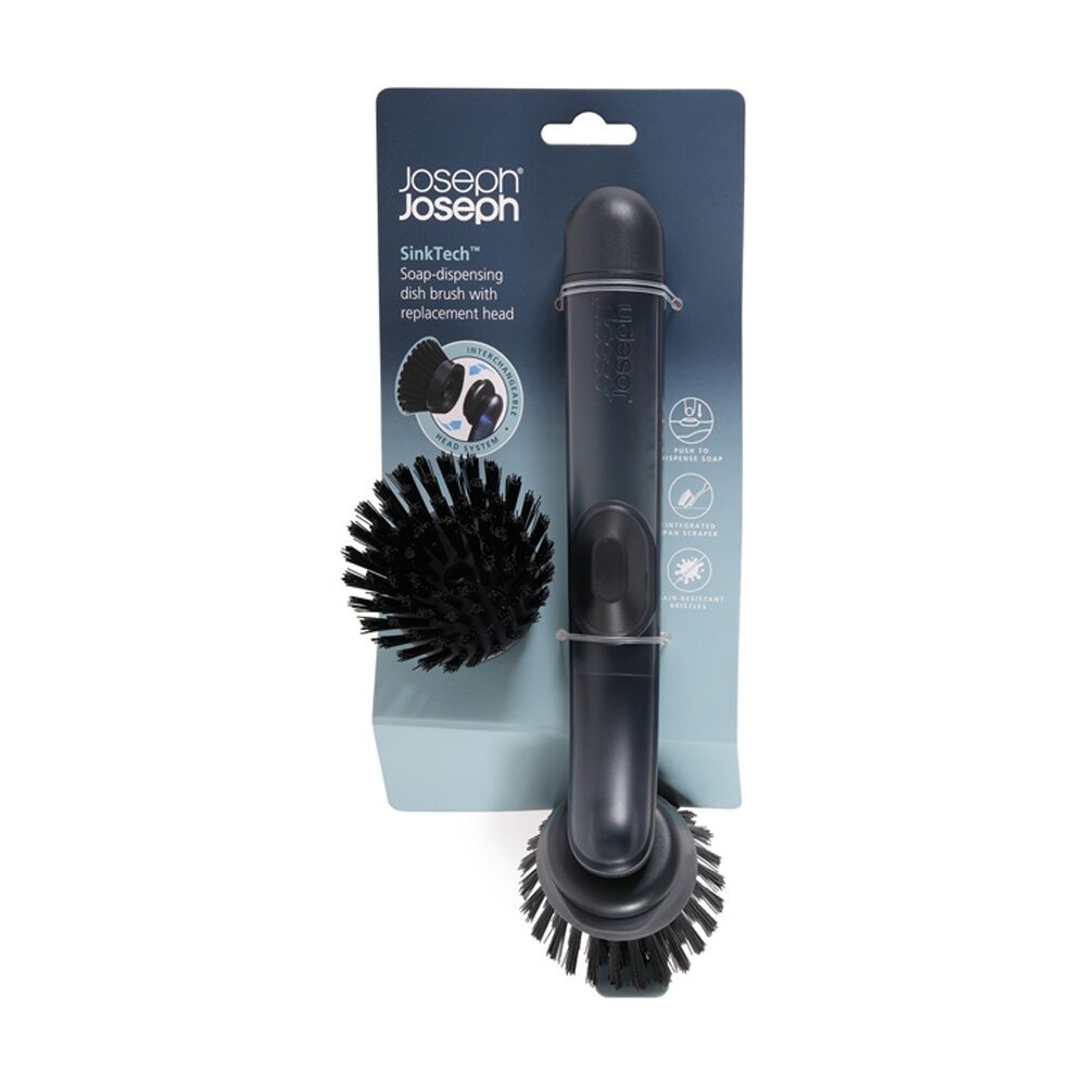 Joseph Joseph SinkTech Soap Dispensing Dish Brush w/ Replacement Black (2 Pack) — image 2