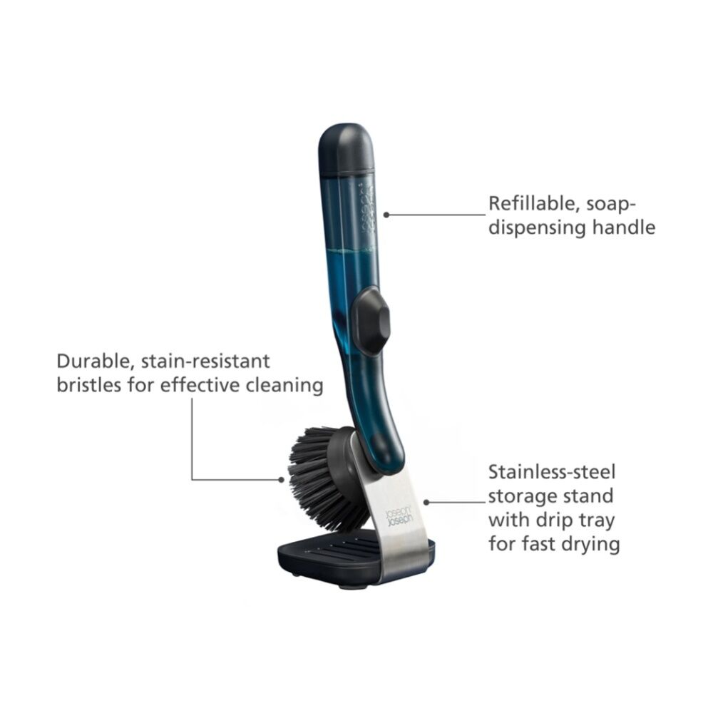 Joseph Joseph SinkTech Soap Dispenser Kitchen Dish Brush With Stand Black — image 4