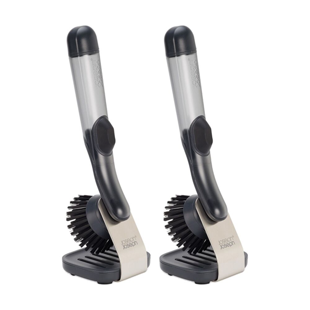 Joseph Joseph SinkTech Soap Dispenser Kitchen Dish Brush With Stand Black (2 Pack)