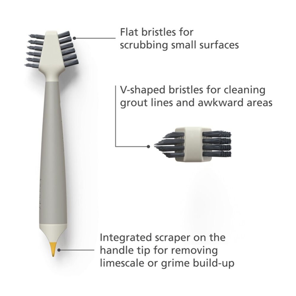 Joseph Joseph CleanTech 3-In-1 Bathroom Grout And Corner Detail Brush Stone (2 Pack) — image 6