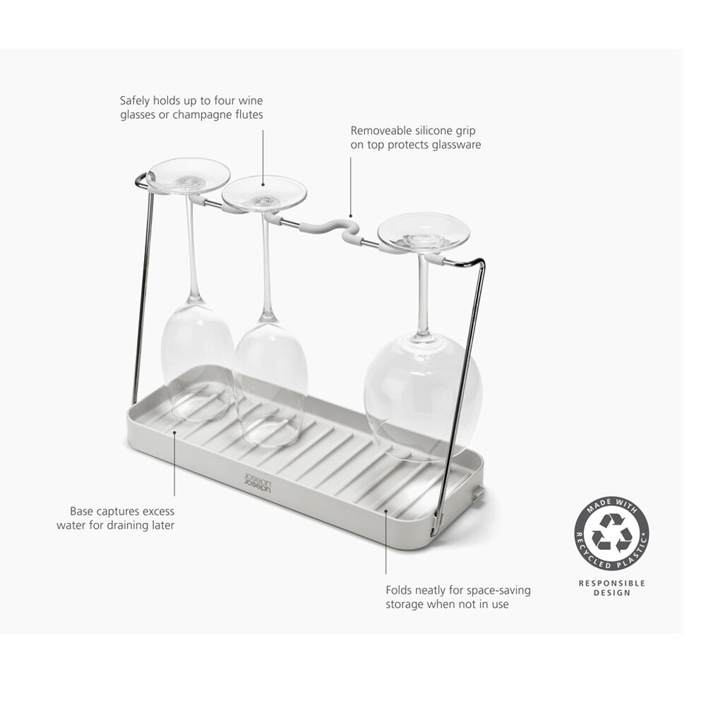 Joseph Joseph DrySmart Wine Glass Drying Rack Kitchen Organiser Foldable Stone — image 7
