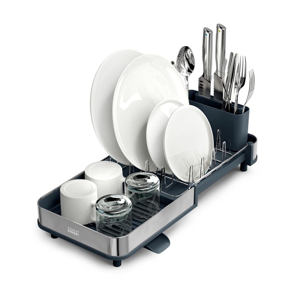 Joseph Joseph Expandable Slim Steel Kitchen Dish Rack With Drain Spout Grey — image 5
