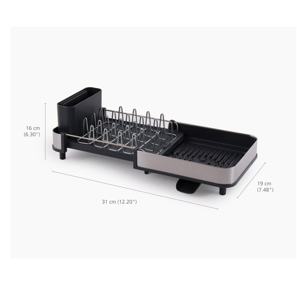 Joseph Joseph Expandable Slim Steel Kitchen Dish Rack With Drain Spout Grey — image 8