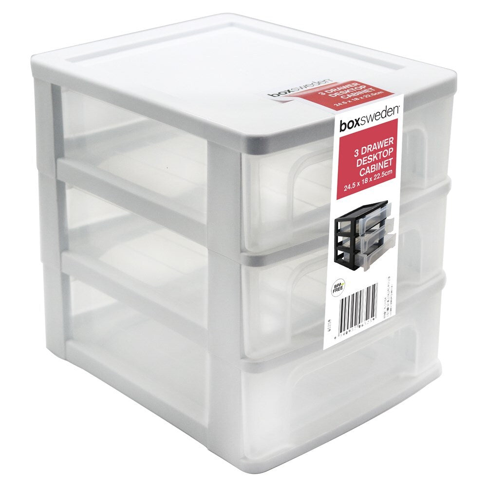 Boxsweden 3-Layer Drawer Desktop Cabinet 24.5x22.5cm Desk Storage Small Asst (2 Pack) — image 4