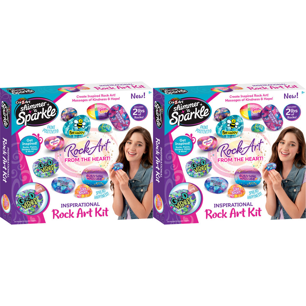 Shimmer 'N Sparkle Kids/Children Inspirational Rock Art DIY Craft Kit Set 8y+ (2 Pack)