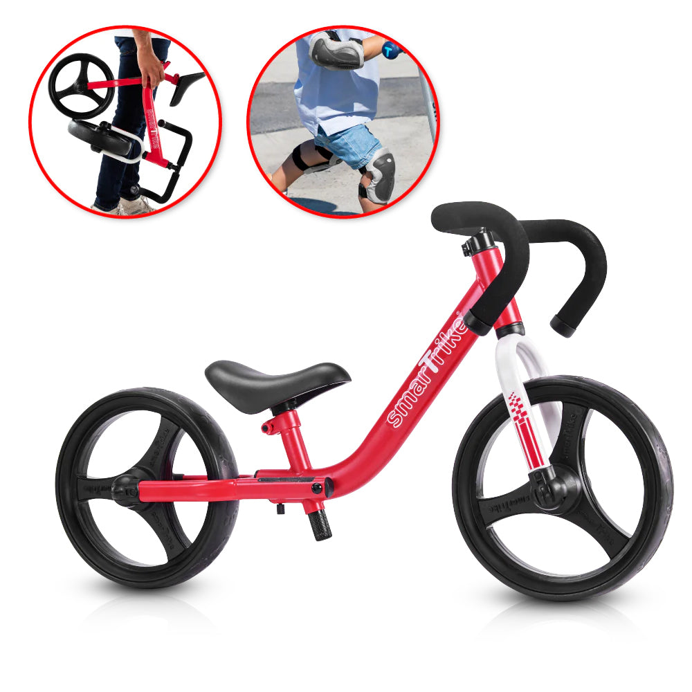 1030502-smartrike-82cm-folding-balance-bike-w-bonus-protective-gear-kids-2y-red
