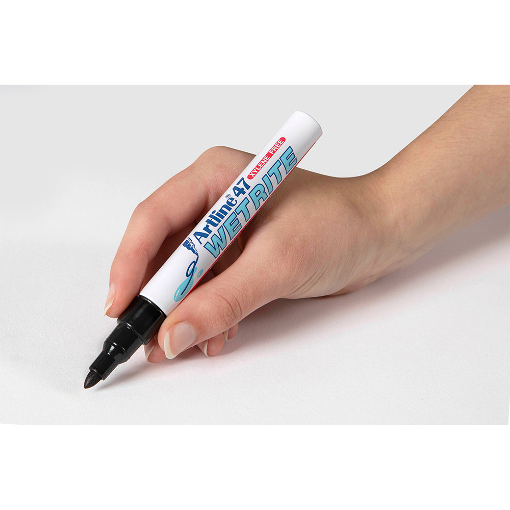 104701-12pk-artline-47-wetrite-1-5mm-bullet-nib-permanent-marker-black