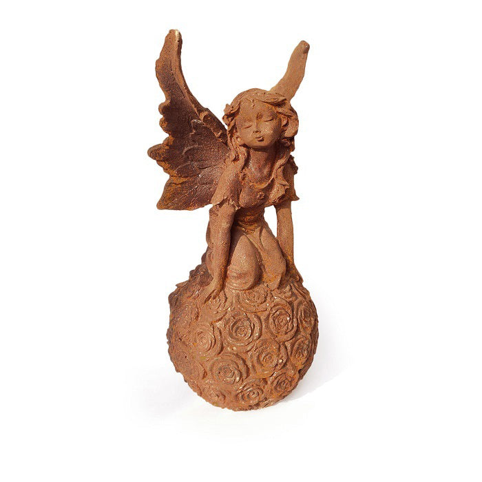 12296-garden-31cm-fairy-on-flower-ball-cast-iron-sculpture-decor
