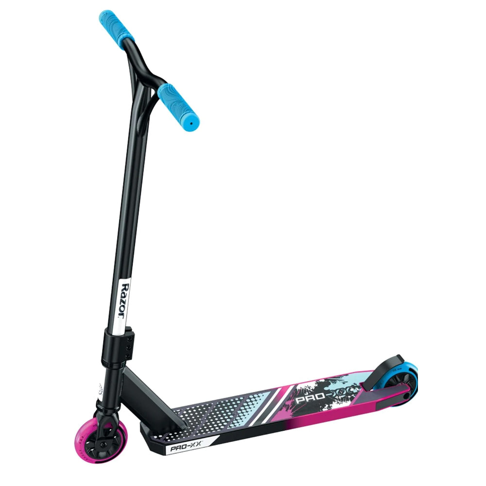 13018125-razor-pro-xx-sports-edition-foot-scooter-black-pink-blue-kids-8y