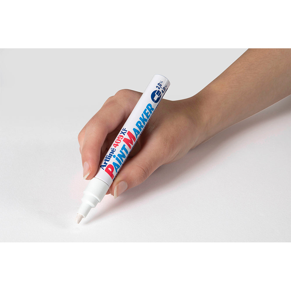 140933-12pk-artline-409-permanent-paint-marker-4-0mm-chisel-nib-white