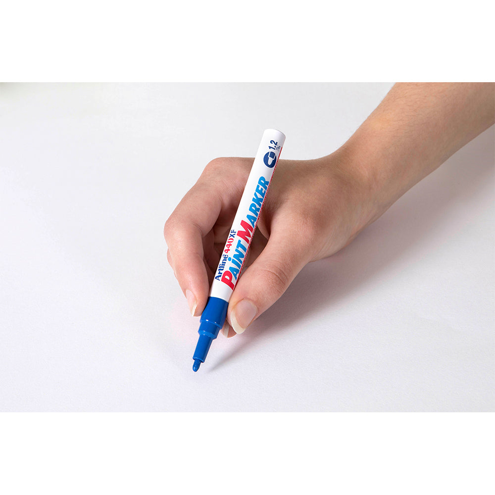 144003-12pk-artline-440-permanent-paint-marker-1-2mm-bullet-nib-blue