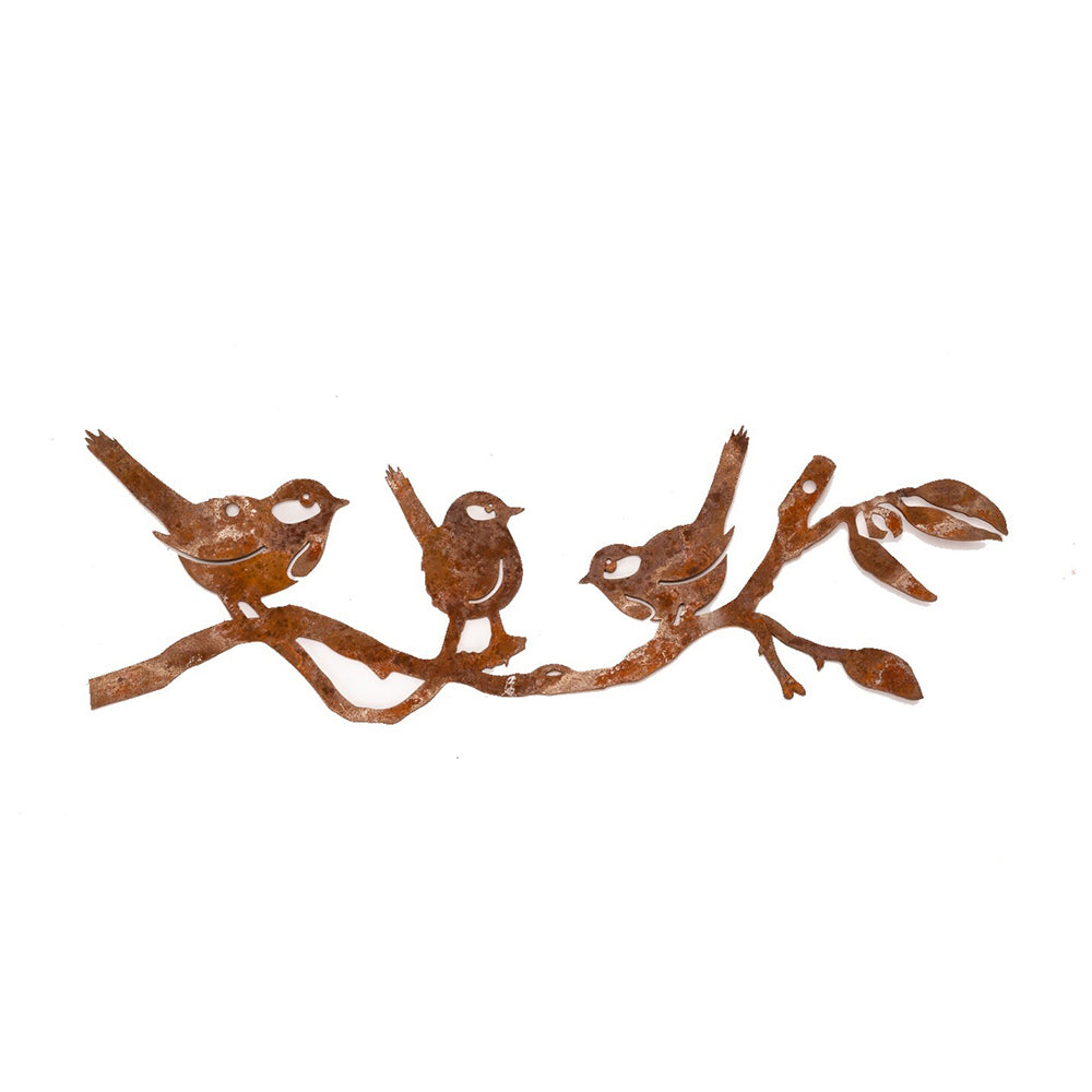 14740-garden-rust-metal-24cm-wrens-on-branch-silhouette-assorted