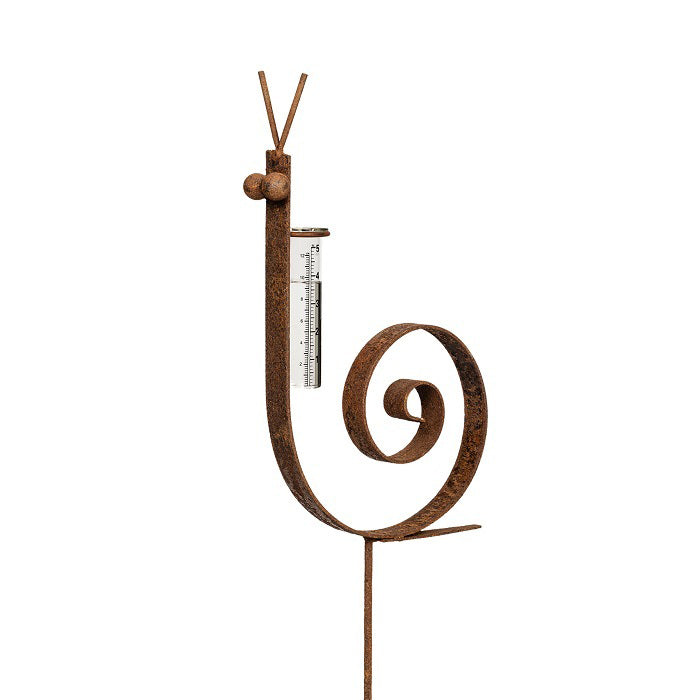 15501-garden-rust-metal-45cm-snail-stake-rain-gauge-outdoor-decor